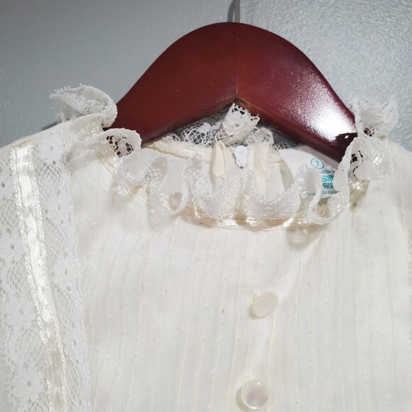 Vintage Sears Girls Dress Layered Lace Flower Girl First Communion Ivory Sz 7 - Picture 16 of 16